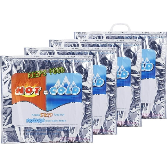 Superio Hot and Cold Insulated Bags for Food Delivery, Grocery Shopping Bags, Food Storage for Hot and Frozen Food for Travel, Disposable Cooler Bag, Reinforced Thermal Lunch Bag (4, 16"x5.5"x19")