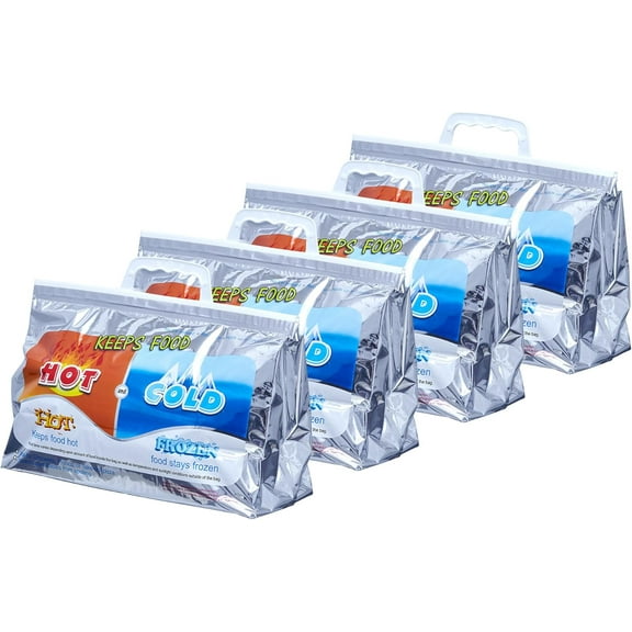 Superio Hot and Cold Insulated Bags for Food Delivery, Grocery Shopping Bags, Food Storage for Hot and Frozen Food for Travel, Disposable Cooler Bag, Reinforced Thermal Lunch Bag (4, 13"x5.5"x8.5")