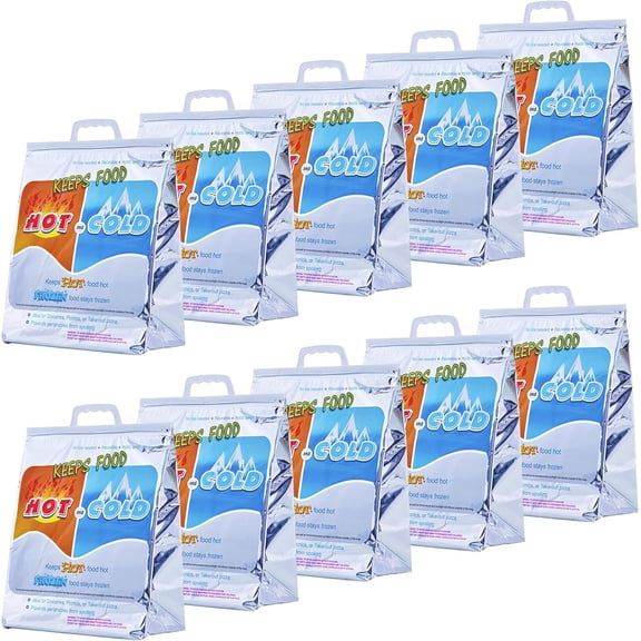 Superio Hot and Cold Insulated Bags for Food Delivery, Grocery Shopping Bags, Food Storage for Hot and Frozen Food for Travel, Disposable Cooler Bag, Reinforced Thermal Lunch Bag (10, 13"x7"x15.5")