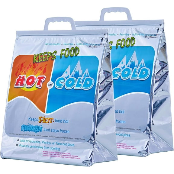 Superio Hot and Cold Insulated Bags for Food Delivery, Grocery Shopping Bags, Food Storage for Hot and Frozen Food for Travel, Disposable Cooler Bag, Reinforced Thermal Lunch Bag (2, 13"x7"x15.5")