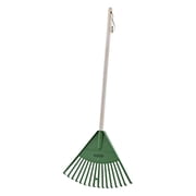 Superio Kids Leaf Rake, 34-Inch Gardening & Lawn Care Tool with Hardwood Handle and Durable Plastic Tines for Leaf Cleanup & Garden Maintenance, Green 1 Pack