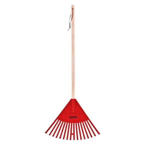 Superio Kids Leaf Rake, 34-Inch Lawn & Garden Rake with Hardwood Handle and Durable Plastic Head, Leaf Cleanup Tool, Red 1 Pack
