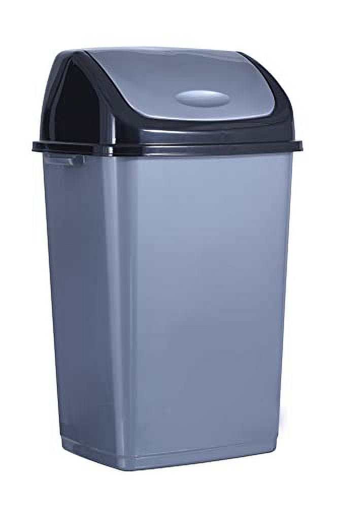 Superio Kitchen Trash Can 13 Gallon with Swing Lid, Plastic Tall Garbage Can Outdoor and Indoor