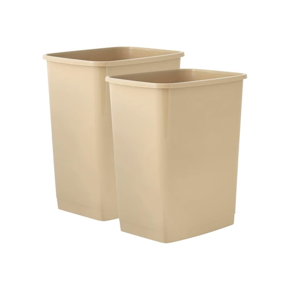 Superio Kitchen Trash Can 9 Gallon Slim Waste Bin 37 Qt Durable Plastic, Fit Small Spaces, Office, Bathroom, Under Counter (2, Beige)