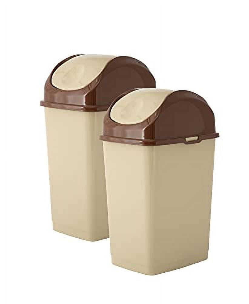 Superio 1.25 Gal Mini Plastic Trash Can with Swing Top Lid Small Waste