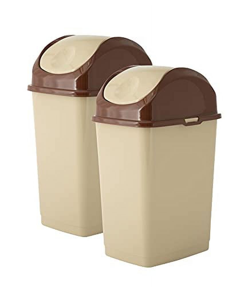 Superio Kitchen Trash Can with Swing Top Lid 37 Qt. (2 Pack) Slim Waste