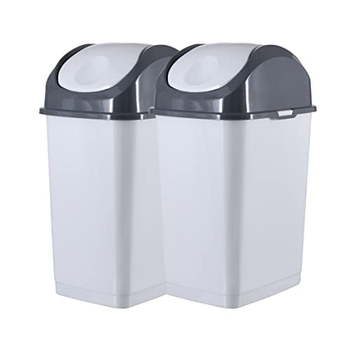 Superio Kitchen Trash Can with Swing Top Lid 9 Gallon Slim Waste Bin 37 Qt  Sturdy Plastic Garbage Can Medium Recycling Bin for Office, Bathroom, Under