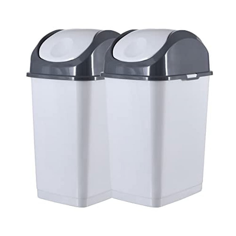 Superio 9 Gallon Slim Trash Can With Swing Lid – 2-Pack Dark Grey Waste Bins For Kitchen, Office, Bathroom
