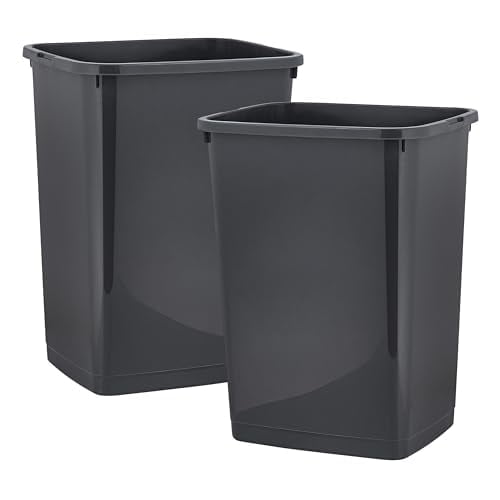 Superio Large Kitchen Trash Can 13 Gallon, 52 Qt Waste Bin for Kitchen, Garage, Indoor and Outdoor Trash Can (2, Grey)