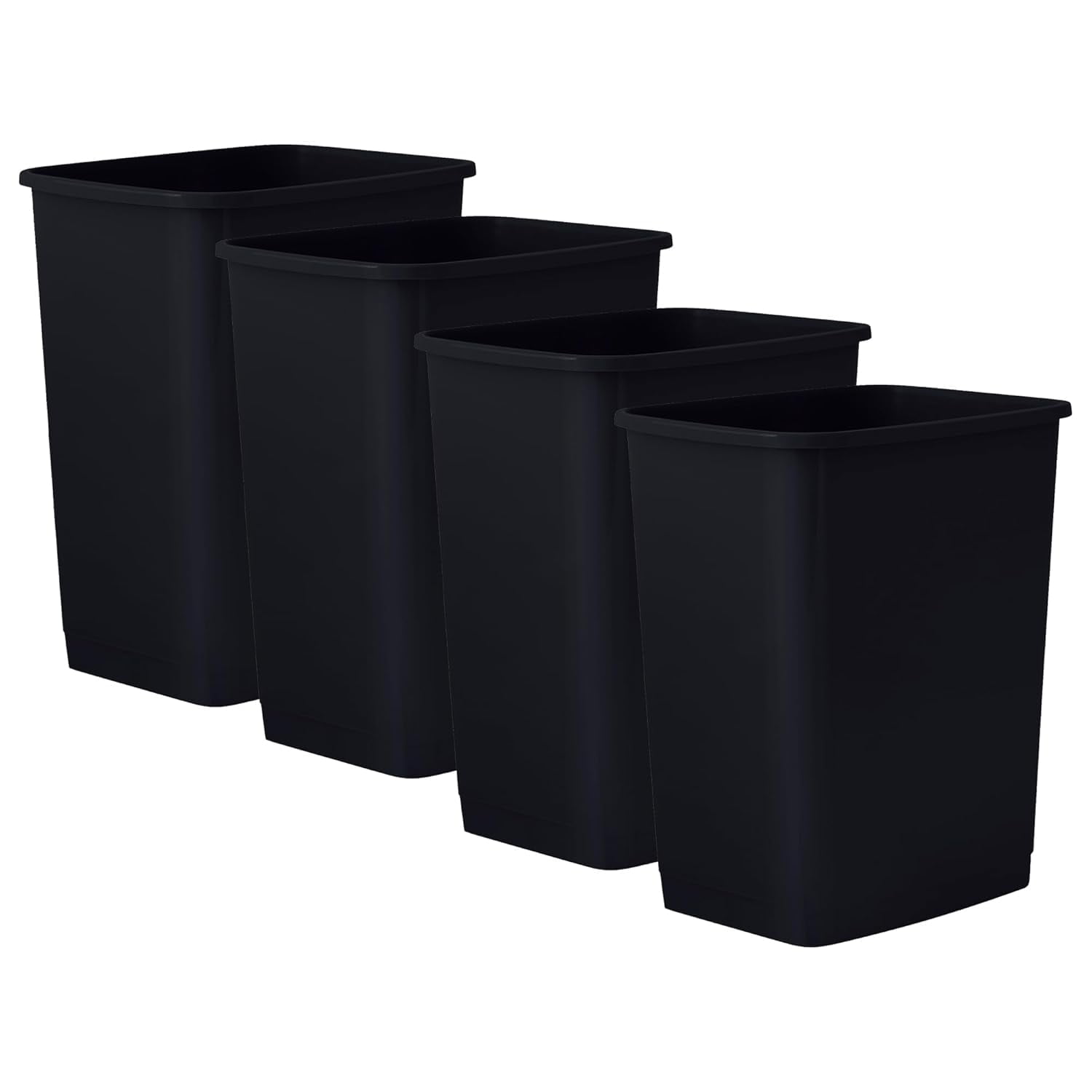 Superio 1.25 Gal Mini Plastic Trash Can, Small Waste Bin for Countertop, Desk, Vanity, Bathroom 5 Quart (4, Black)