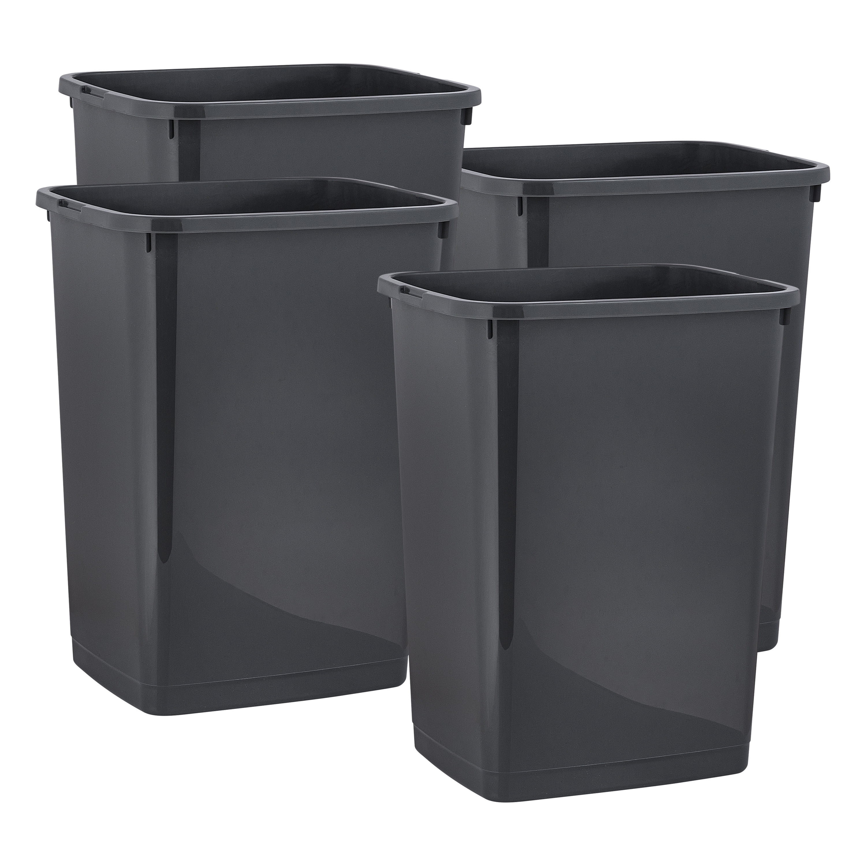 Superio 13 Gallon Large Kitchen Trash Can With Lid - 52 Qt Durable Plastic Waste Bin For Indoor & Outdoor, Black (2 Pack)