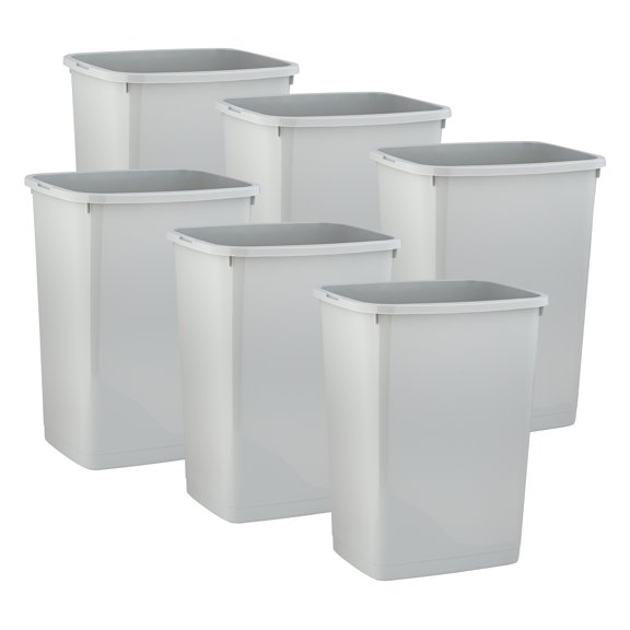 Superio Large Kitchen Trash Can 13 Gallon, 52 Qt Waste Bin for Kitchen, Garage, Indoor and Outdoor Trash Can (6, White Smoke)