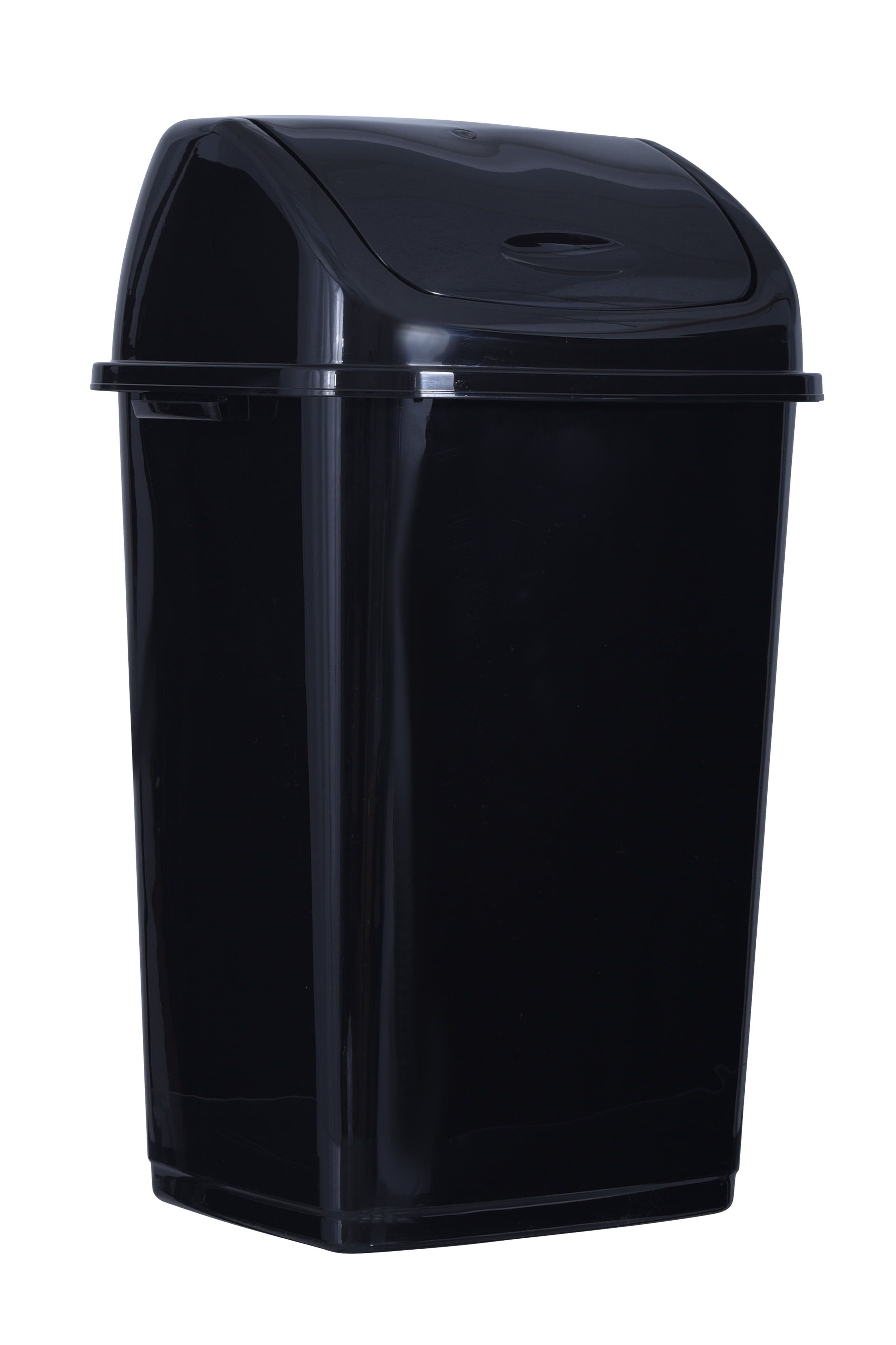 Superio Large Kitchen Trash Can 13 Gallon Black Swing Top Trash Can with Lid, 52 Qt