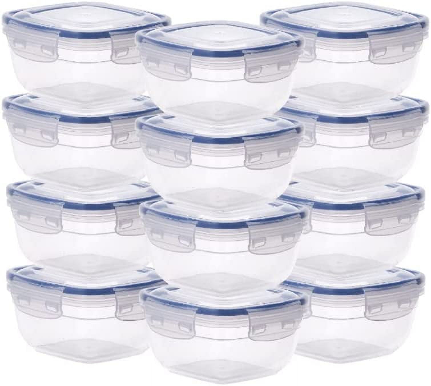 Superio Large Plastic Food Storage Container, with Airtight Lid for Pantry- (2.5 Quart) Microwave, Dishwasher and Freezer Safe, BPA Free Plastic (12 Pack)