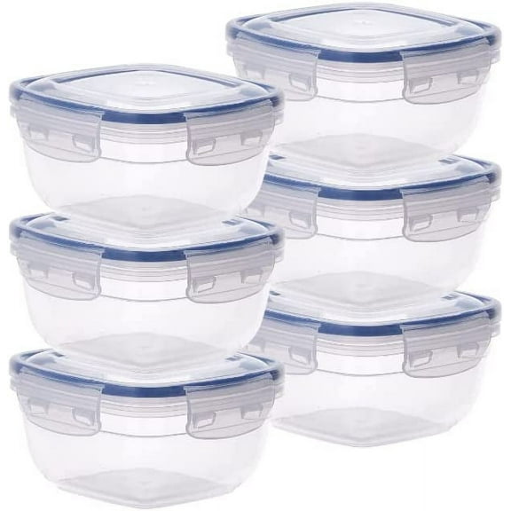 Superio Pack of 6 Plastic Food Storage Containers with Airtight Lids - 10 Cup, 80 Oz, BPA Free, Leakproof, Stackable Sealed Containers for Organizing- Microwave, Dishwasher and Freezer Safe, Clear