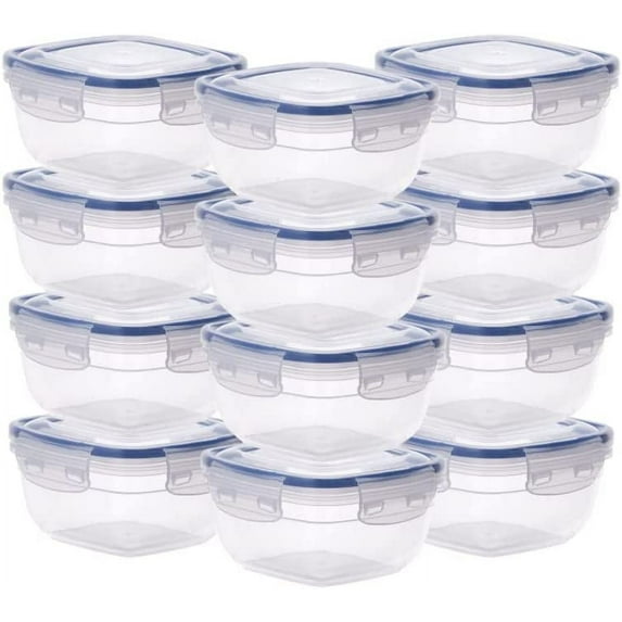 Superio Large Plastic Food Storage Container, with Airtight Lid for Pantry- (4 Quart) Microwave, Dishwasher and Freezer Safe, BPA Free Plastic (12 Pack)