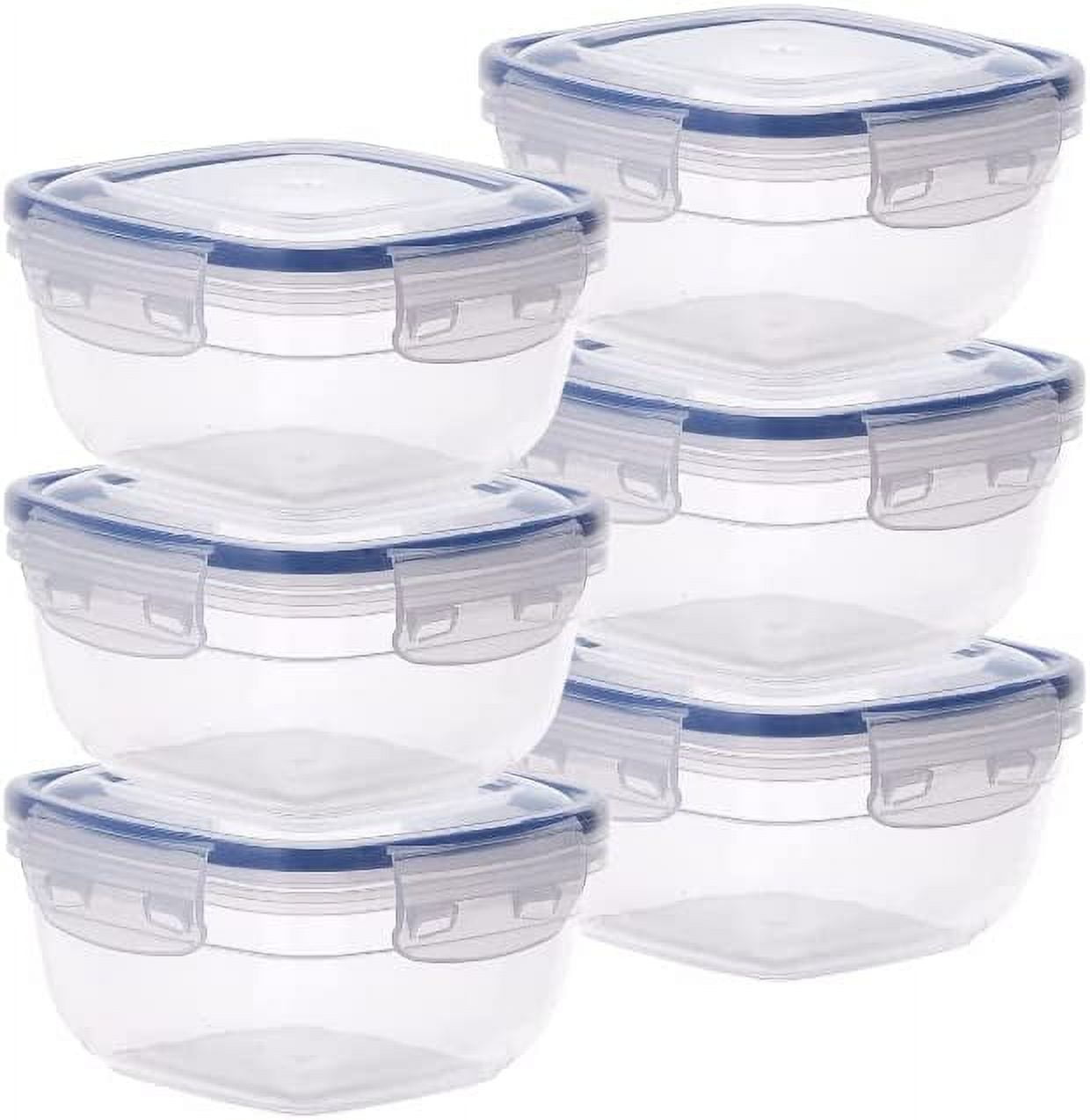 Superio Large Plastic Food Storage Container, with Airtight Lid for Pantry- (4 Quart) Microwave, Dishwasher and Freezer Safe, BPA Free Plastic (6 Pack)