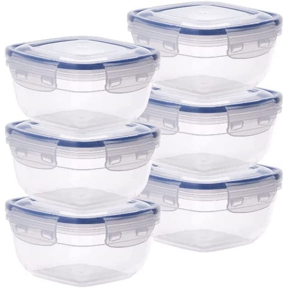 Superio Large Plastic Food Storage Container, with Airtight Lid for Pantry- (4 Quart) Microwave, Dishwasher and Freezer Safe, BPA Free Plastic (6 Pack)