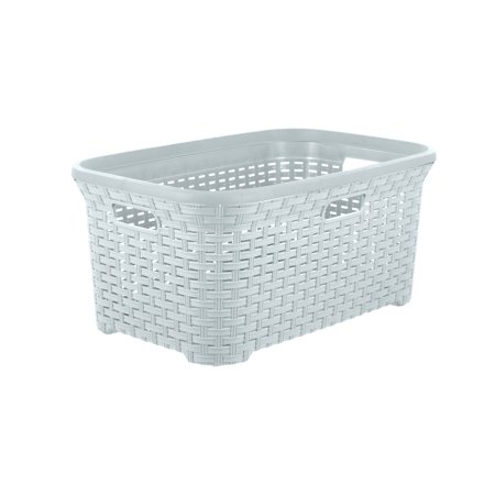Superio Wicker Style Laundry Basket with Cutout Handles, Perforated Laundry Basket, Dirty Clothes Hamper for Laundry, Bathroom, Bedroom – 50 Liter, 1.4 Bushel