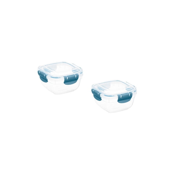 Superio Lock and Fresh Airtight Food Storage Containers with Lids for Kitchen Pantry Organization , BPA Free, Lunch, and Meal Prep Plastic Containers, 16 oz. Square Sealed Container, Blue, 2 pack