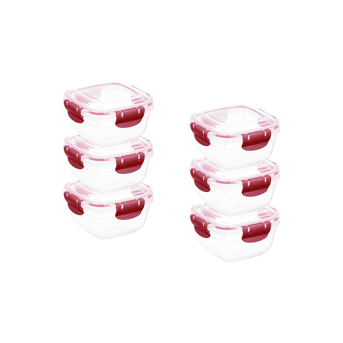Superio Lock and Fresh Airtight Food Storage Containers with Lids for Kitchen Pantry Organization , BPA Free, Lunch, and Meal Prep Plastic Containers, 16 oz. Square Sealed Container, Red, 6 pack