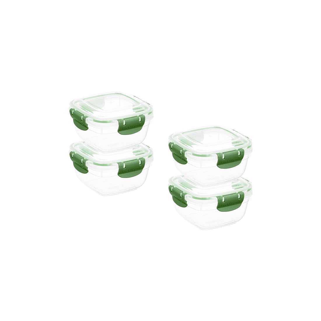 Superio Lock and Fresh Airtight Food Storage Containers with Lids for Kitchen Pantry Organization , BPA Free, Lunch, and Meal Prep Plastic Containers, 16 oz. Square Sealed Container, Green, 4 pack