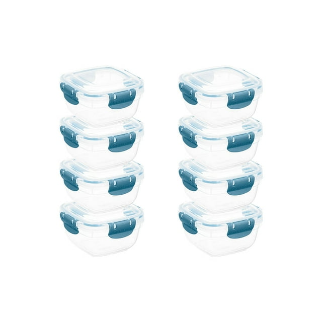 Superio Lock and Fresh Airtight Food Storage Containers with Lids for Kitchen Pantry Organization , BPA Free, Lunch, and Meal Prep Plastic Containers, 16 oz. Square Sealed Container, Blue, 8 pack