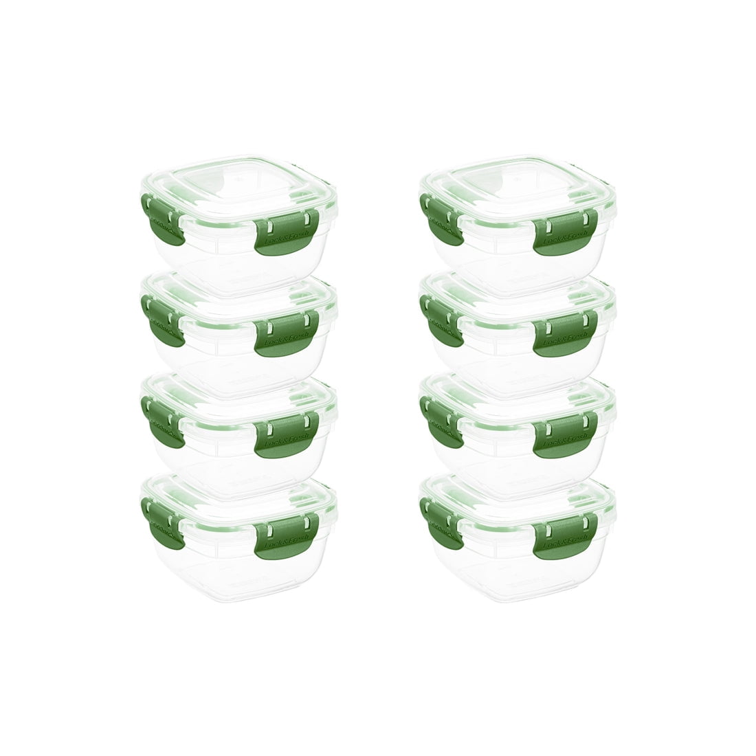 Superio Lock and Fresh Airtight Food Storage Containers with Lids for Kitchen Pantry Organization , BPA Free, Lunch, and Meal Prep Plastic Containers, 16 oz. Square Sealed Container, Green, 8 pack