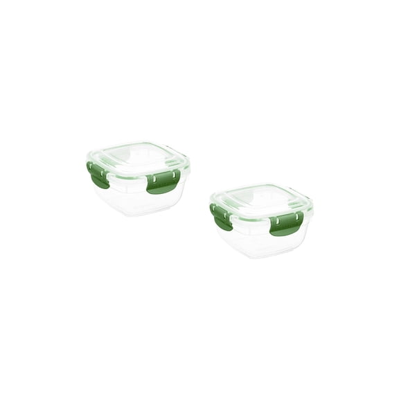 Superio Lock and Fresh Airtight Food Storage Containers with Lids for Kitchen Pantry Organization , BPA Free, Lunch, and Meal Prep Plastic Containers, 16 oz. Square Sealed Container, Green, 2 pack