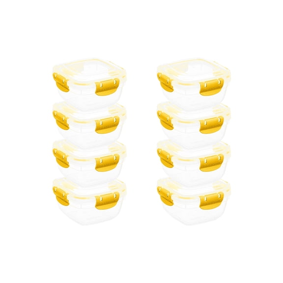 Superio Lock and Fresh Airtight Food Storage Containers with Lids for Kitchen Pantry Organization , BPA Free, Lunch, and Meal Prep Plastic Containers, 16 oz. Square Sealed Container, Yellow, 8 pack
