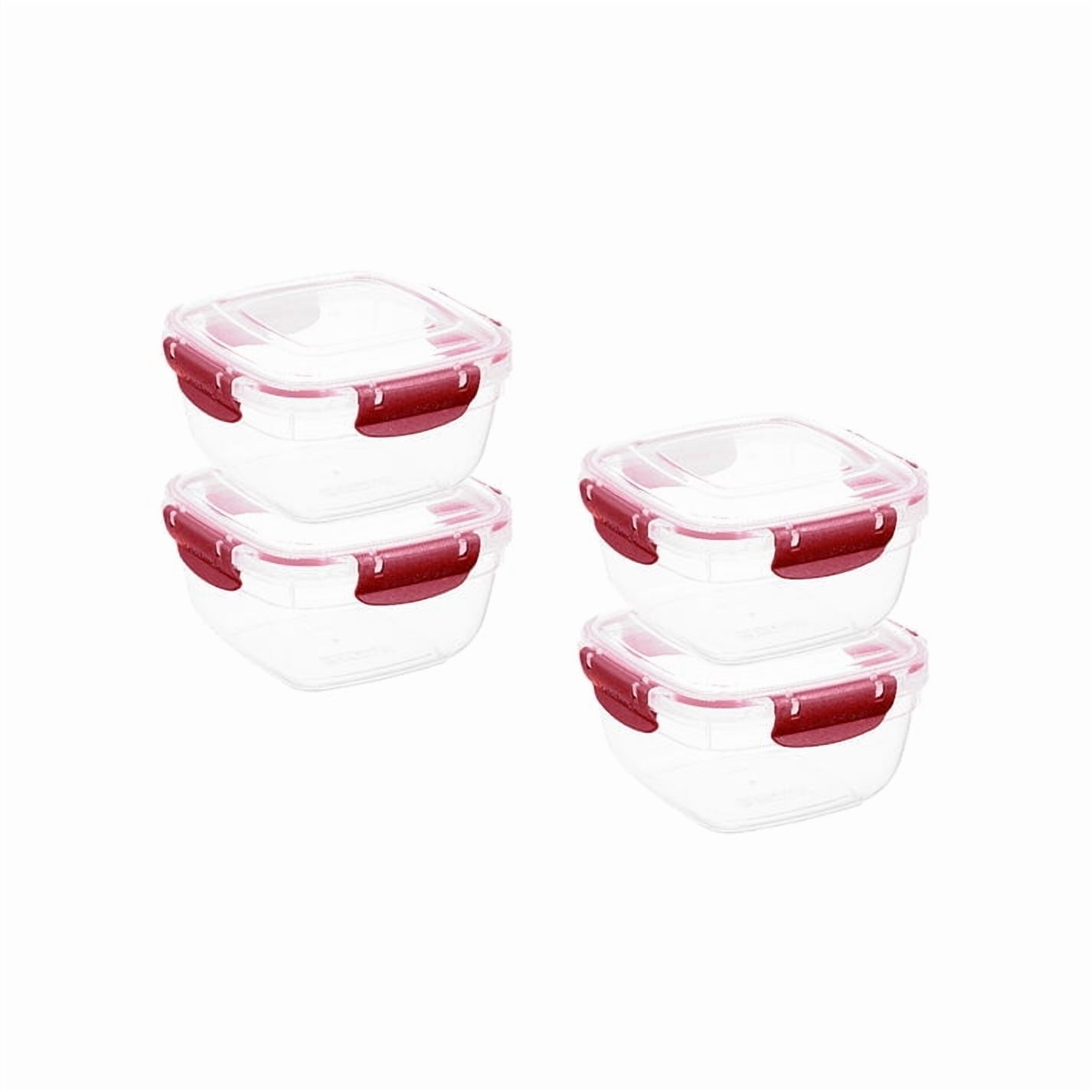 Superio Lock and Fresh Airtight Food Storage Containers with Lids for Kitchen Pantry Organization , BPA Free, Lunch, and Meal Prep Plastic Containers, 30 oz. Square Sealed Container, Red, 4 pack