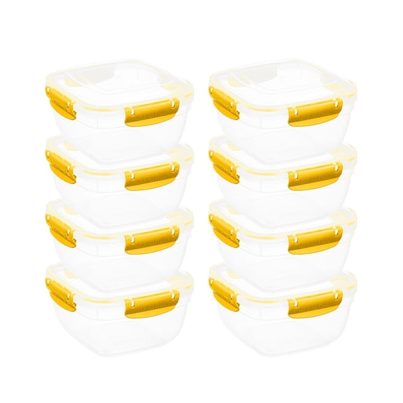 Superio Lock and Fresh Airtight Food Storage Containers with Lids for Kitchen Pantry Organization , BPA Free, Lunch, and Meal Prep Plastic Containers, 48 oz. Square Sealed Container, Yellow, 8 pack