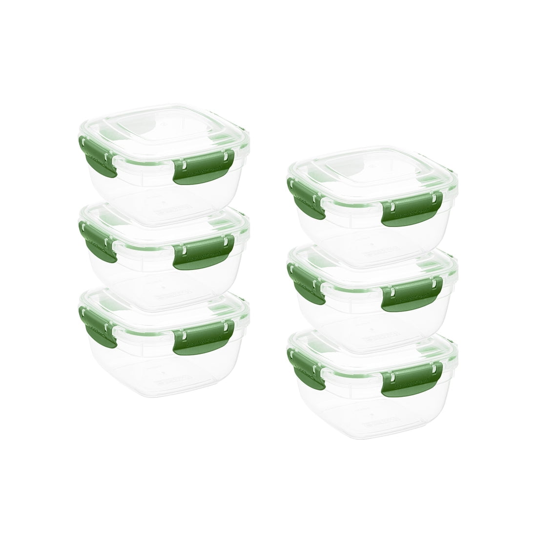 Superio Lock and Fresh Airtight Food Storage Containers with Lids for Kitchen Pantry Organization , BPA Free, Lunch, and Meal Prep Plastic Containers, 48 oz. Square Sealed Container, Green, 6 pack