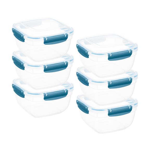 Superio Lock and Fresh Airtight Food Storage Containers with Lids for Kitchen Pantry Organization , BPA Free, Lunch, and Meal Prep Plastic Containers, 80 oz. Square Sealed Container, Blue, 6 pack