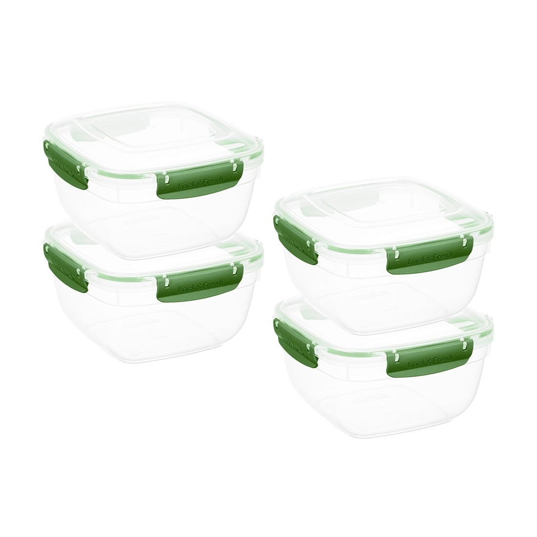 Superio Lock and Fresh Airtight Food Storage Containers with Lids for Kitchen Pantry Organization , BPA Free, Lunch, and Meal Prep Plastic Containers, 80 oz. Square Sealed Container, Green, 4 pack