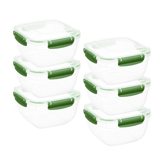 Superio Lock and Fresh Airtight Food Storage Containers with Lids for Kitchen Pantry Organization , BPA Free, Lunch, and Meal Prep Plastic Containers, 80 oz. Square Sealed Container, Green, 6 pack