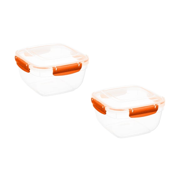 Superio Lock and Fresh Airtight Food Storage Containers with Lids for Kitchen Pantry Organization , BPA Free, Lunch, and Meal Prep Plastic Containers, 80 oz. Square Sealed Container, Orange, 2 pack
