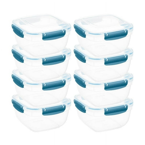 Superio Lock and Fresh Airtight Food Storage Containers with Lids for Kitchen Pantry Organization, BPA Free, Meal Prep Plastic Containers, 13 oz. Rectangular Sealed Container, Blue, 8 pack