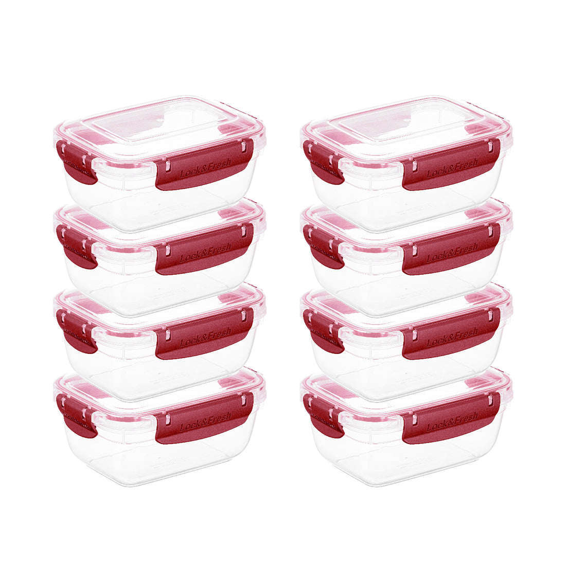 Superio Lock and Fresh Airtight Food Storage Containers with Lids for Kitchen Pantry Organization, BPA Free, Meal Prep Plastic Containers, 27 oz. Rectangular Sealed Container, Red, 8 pack