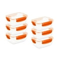 thumbnail image 1 of Superio Lock and Fresh Airtight Food Storage Containers with Lids for Kitchen Pantry Organization, BPA Free, Meal Prep Plastic Containers, 27 oz. Rectangular Sealed Container, Orange, 6 pack, 1 of 7