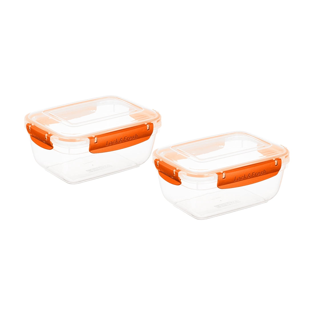 Superio Lock and Fresh Airtight Food Storage Containers with Lids for Kitchen Pantry Organization, BPA Free, Meal Prep Plastic Containers, 48 oz. Rectangular Sealed Container, Orange, 2 pack