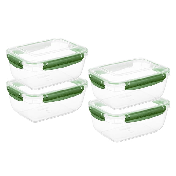 Superio Lock and Fresh Airtight Food Storage Containers with Lids for Kitchen Pantry Organization, BPA Free, Meal Prep Plastic Containers, 80 oz. Rectangular Sealed Container, Green, 4 pack