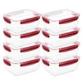 thumbnail image 1 of Superio Lock and Fresh Airtight Food Storage Containers with Lids for Kitchen Pantry Organization, BPA Free, Meal Prep Plastic Containers, 80 oz. Rectangular Sealed Container, Red, 8 pack, 1 of 7