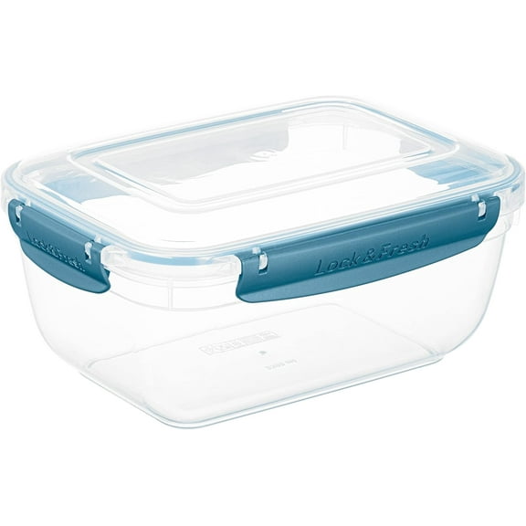 Superio Lock and Fresh Airtight Food Storage Containers with Lids for Kitchen Pantry Organization and Storage, Lunch, and Meal Prep Plastic Containers, 80 oz. Rectangular Sealed Container, Blue