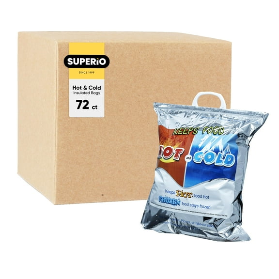 Superio Hot and Cold Insulated Bags for Food Delivery, Grocery Shopping Bags, Food Storage for Hot and Frozen Food for Travel, Disposable Cooler Bag, Reinforced Thermal Lunch Bag (72, 16"x19.25")