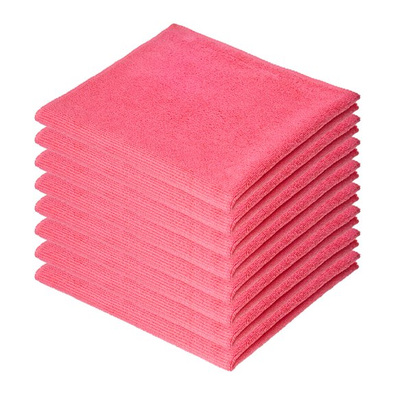 Superio Microfiber Cleaning Cloths Color-Coded for Easy Organization, Ultra-Soft, Durable, Multi-Purpose Cloths for Bathroom, Kitchen, Windows, Furniture, Electronics (Pink), 8 Pack
