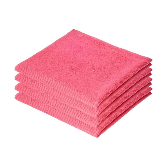 Superio Microfiber Cleaning Cloths Color-Coded for Easy Organization, Ultra-Soft, Durable, Multi-Purpose Cloths for Bathroom, Kitchen, Windows, Furniture, Electronics (Pink), 4 Pack