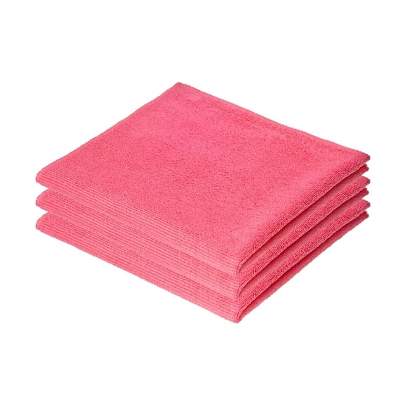 Superio Microfiber Cleaning Cloths Color-Coded for Easy Organization, Ultra-Soft, Durable, Multi-Purpose Cloths for Bathroom, Kitchen, Windows, Furniture, Electronics (Pink), 3 Pack