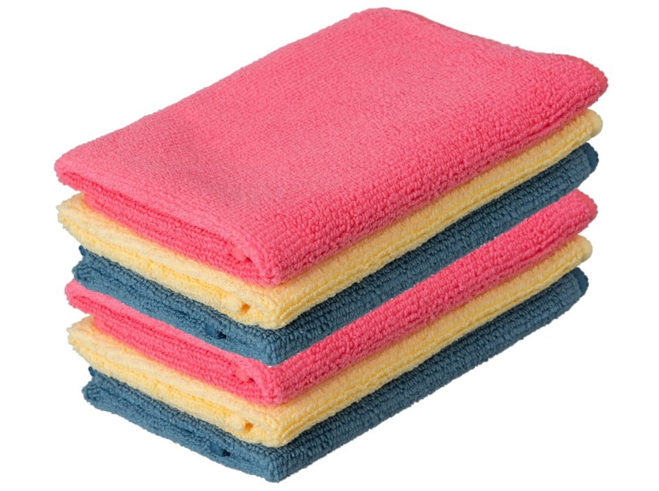 HOMEXCEL Microfiber Cleaning Cloth,12 Pack Cleaning Rag,Cleaning Towels  with 4 Color Assorted,11.5X11.5(Green/Blue/Yellow/Pink)