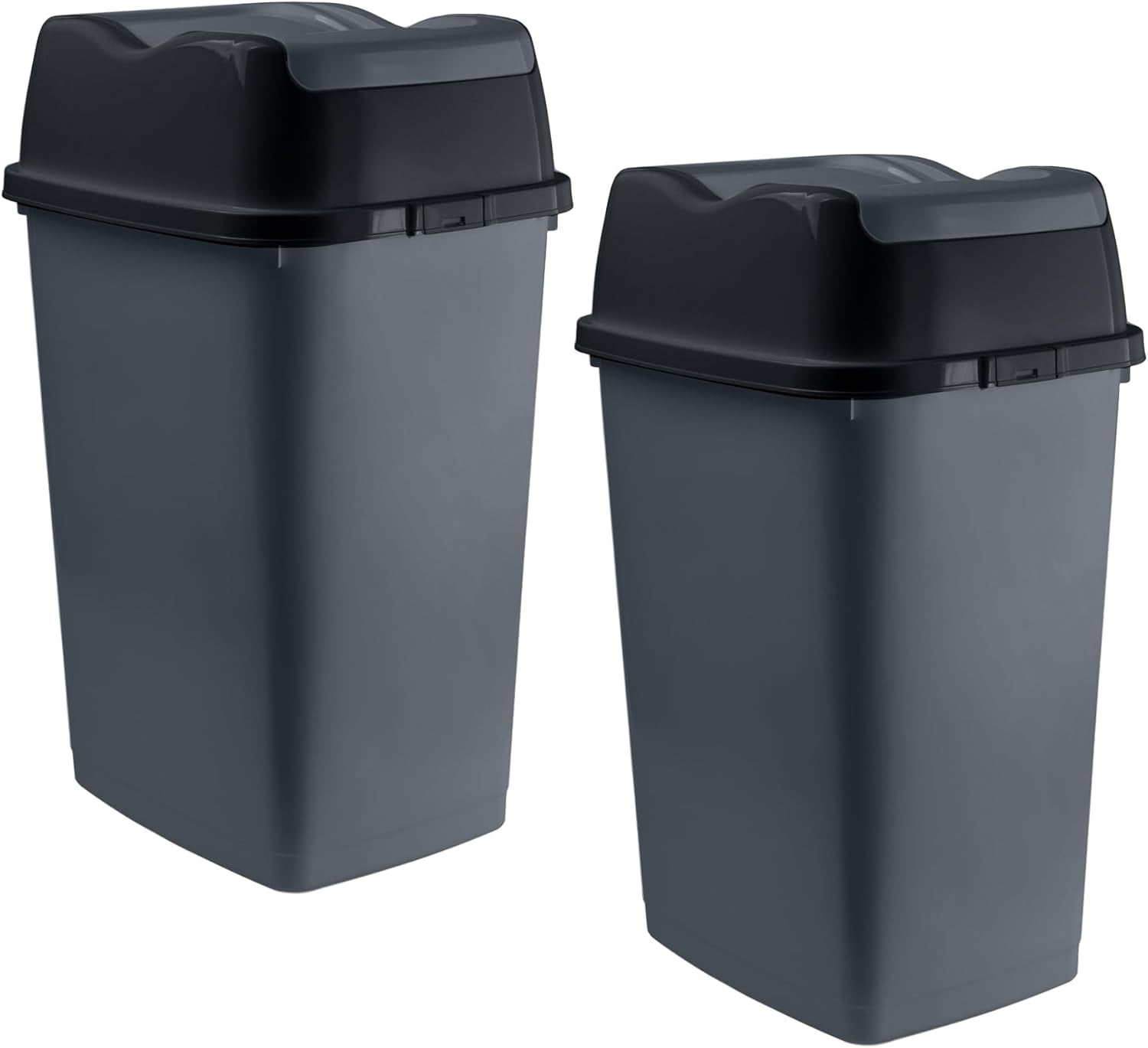 Superio Mini Plastic Trash Can with Swing Top Lid 4.5 Gallon Compact Small Waste Bin Portable Garbage Can for Countertop, Desktop, Vanity, Bathroom, Car, Under Sink, Dorm 18 L (2 Pack, Gray)